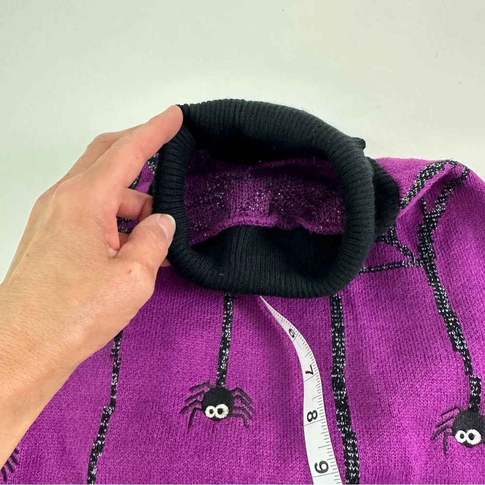 Kyeese Wear Purple and Black Dog Sweater Size XXL Silver Spider Web Design